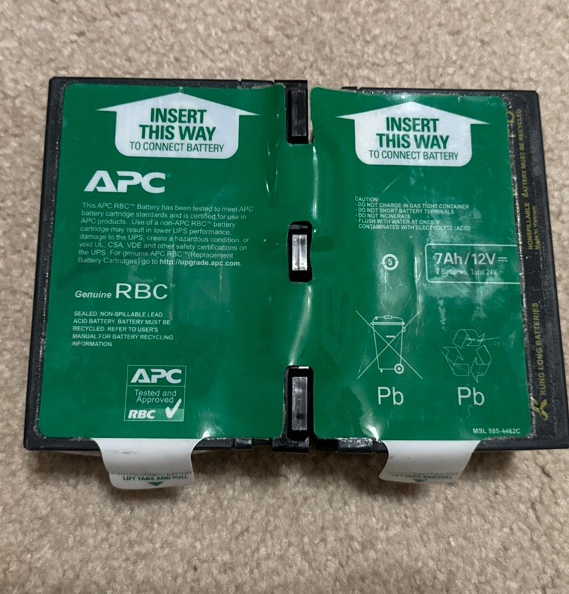 APC APCRBC123 UPS Battery Cartridge 2-Pack 12V 7Ah (24V Total)