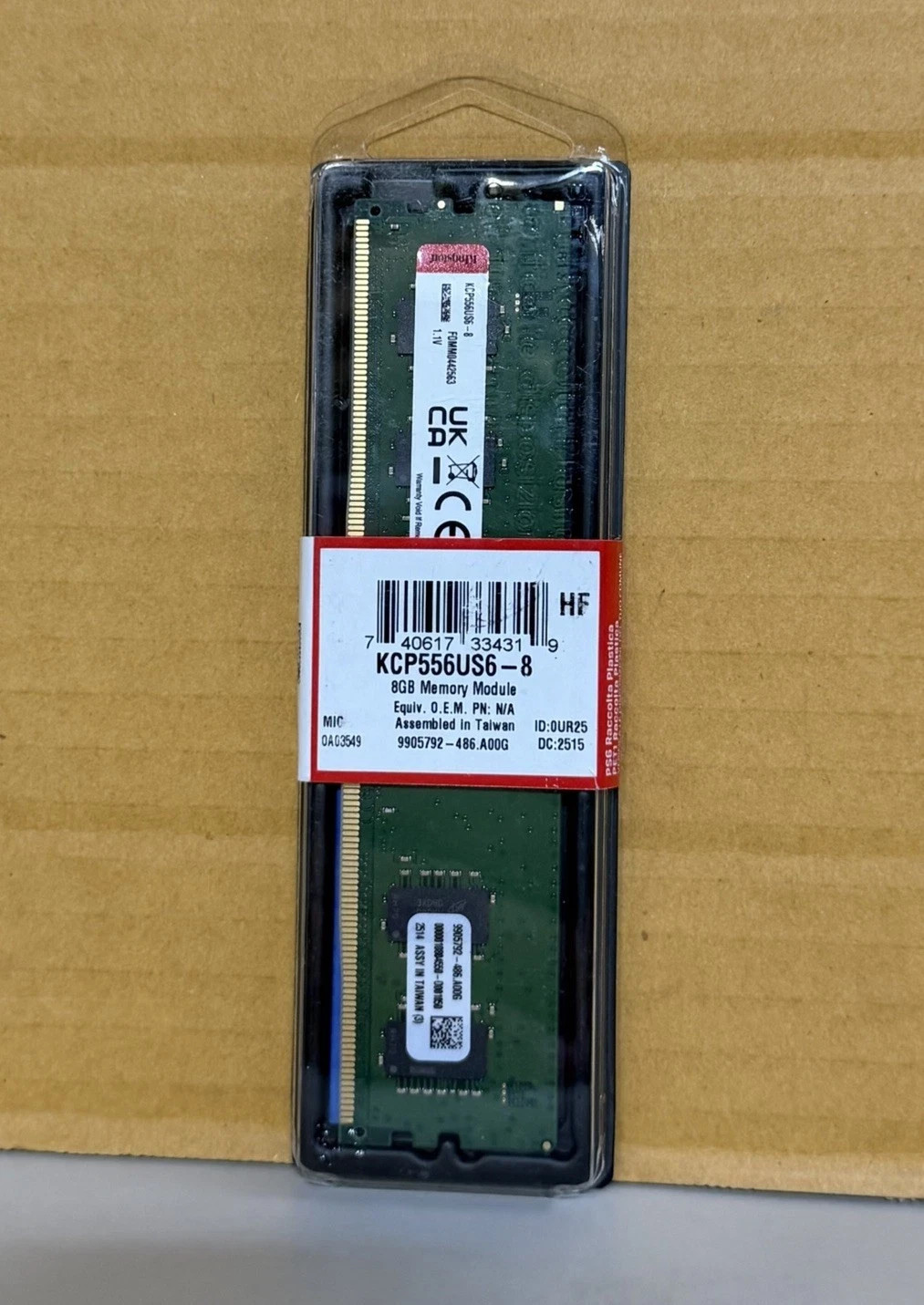 SEALED NEW Kingston 8GB DDR5 SDRAM Memory Module KCP556US6-8