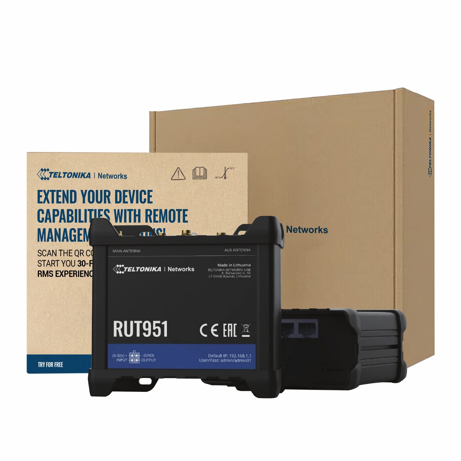 Teltonika RUT951 I LTE WiFi Cellular Router - 4G LTE (CAT 4) TELRUT951A00800