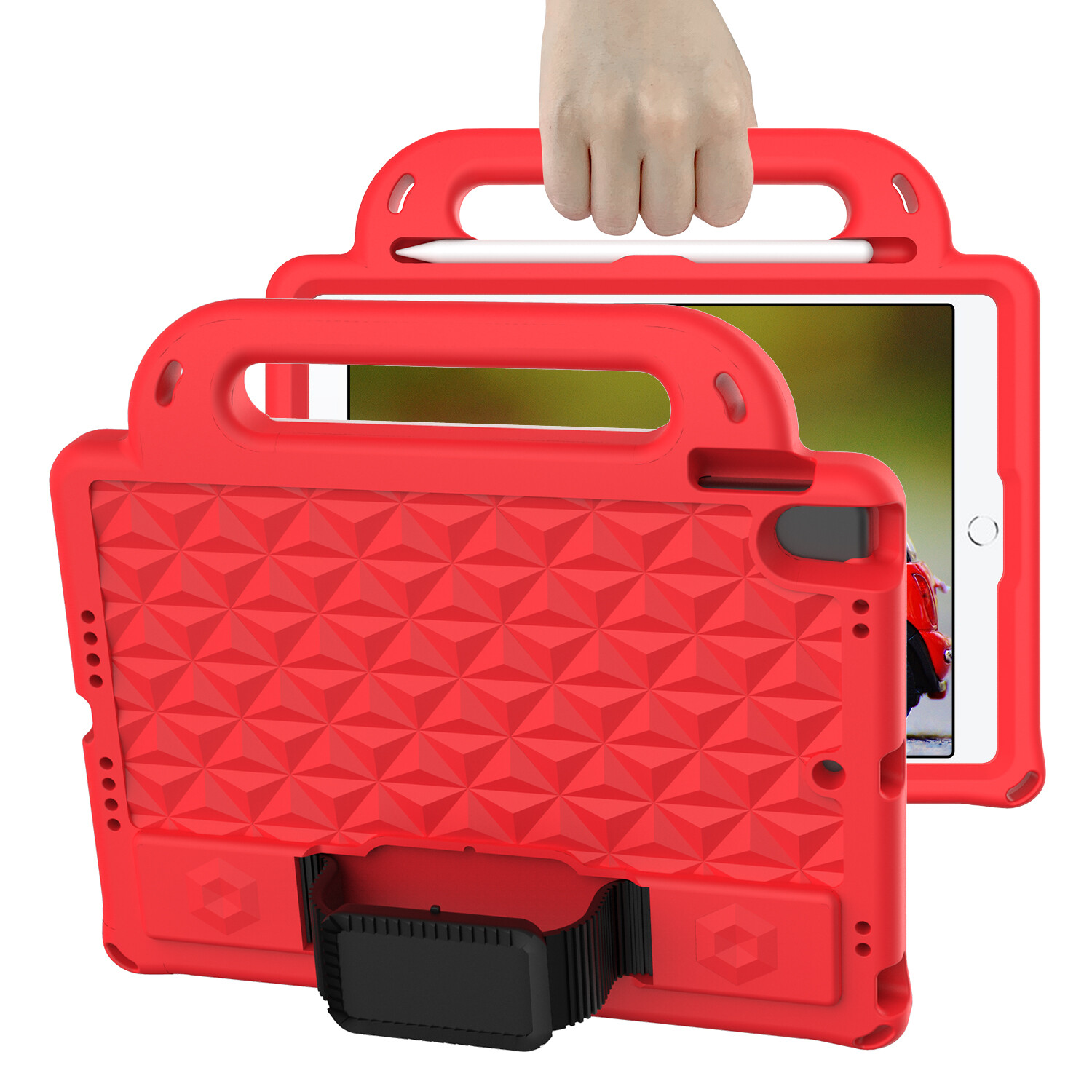 For iPad 5/6th 7th 8th 9th Gen Kids Safe Shockproof Rubber Case W/Shoulder Strap