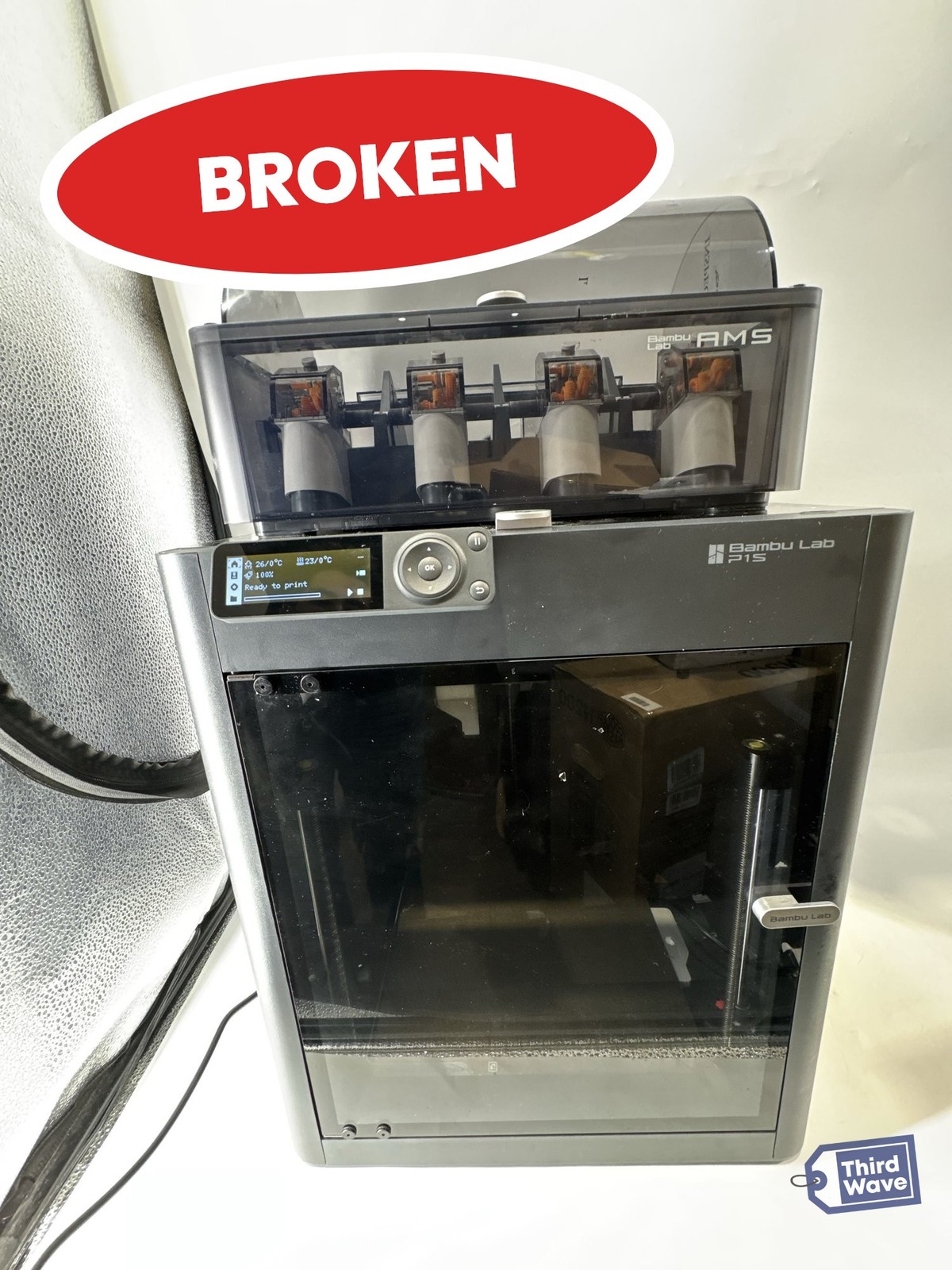 (BROKEN) Bambu Lab P1S Combo 3D Printer AMS Multi-Color High Speed Black