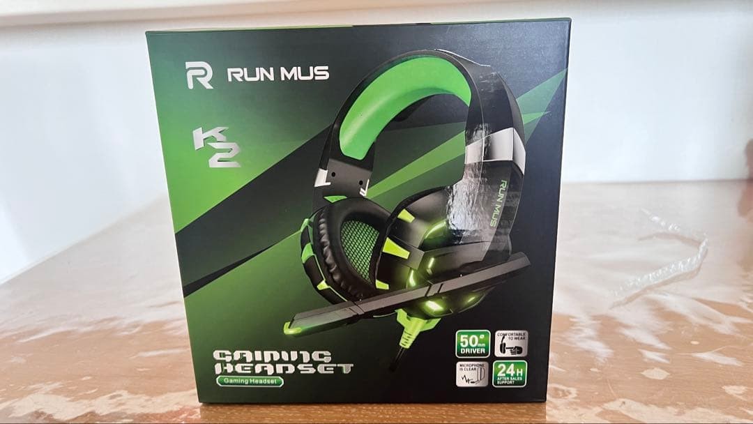 RUN MUS K2 Gaming Headset 50mm Driver USB + 3.5mm Cable 2.2m Mint