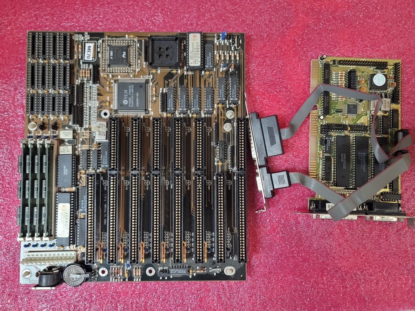 VLSI Motherboard, Intel i386 80386SX 25 CPU, 4MB RAM & Multifunction card #ME70