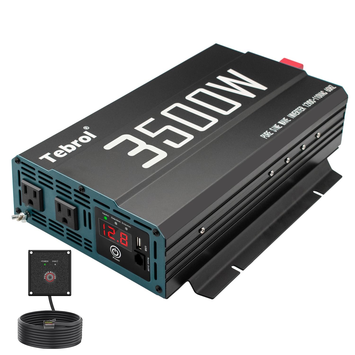 MKLIHFD 3500W Pure Sine Wave Inverter 12V DC to 110V AC Converter for Home, R...