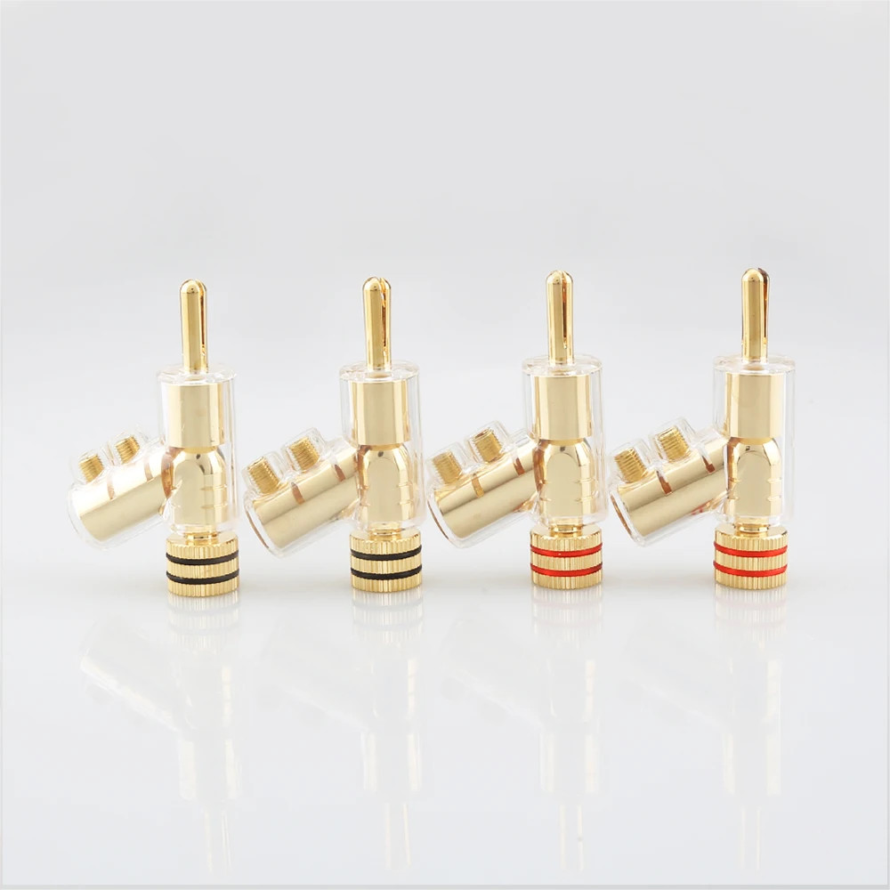 8PCS/Set Gold/Rhodium Plated Speaker Banana Plug Audio Connector Screw Locking