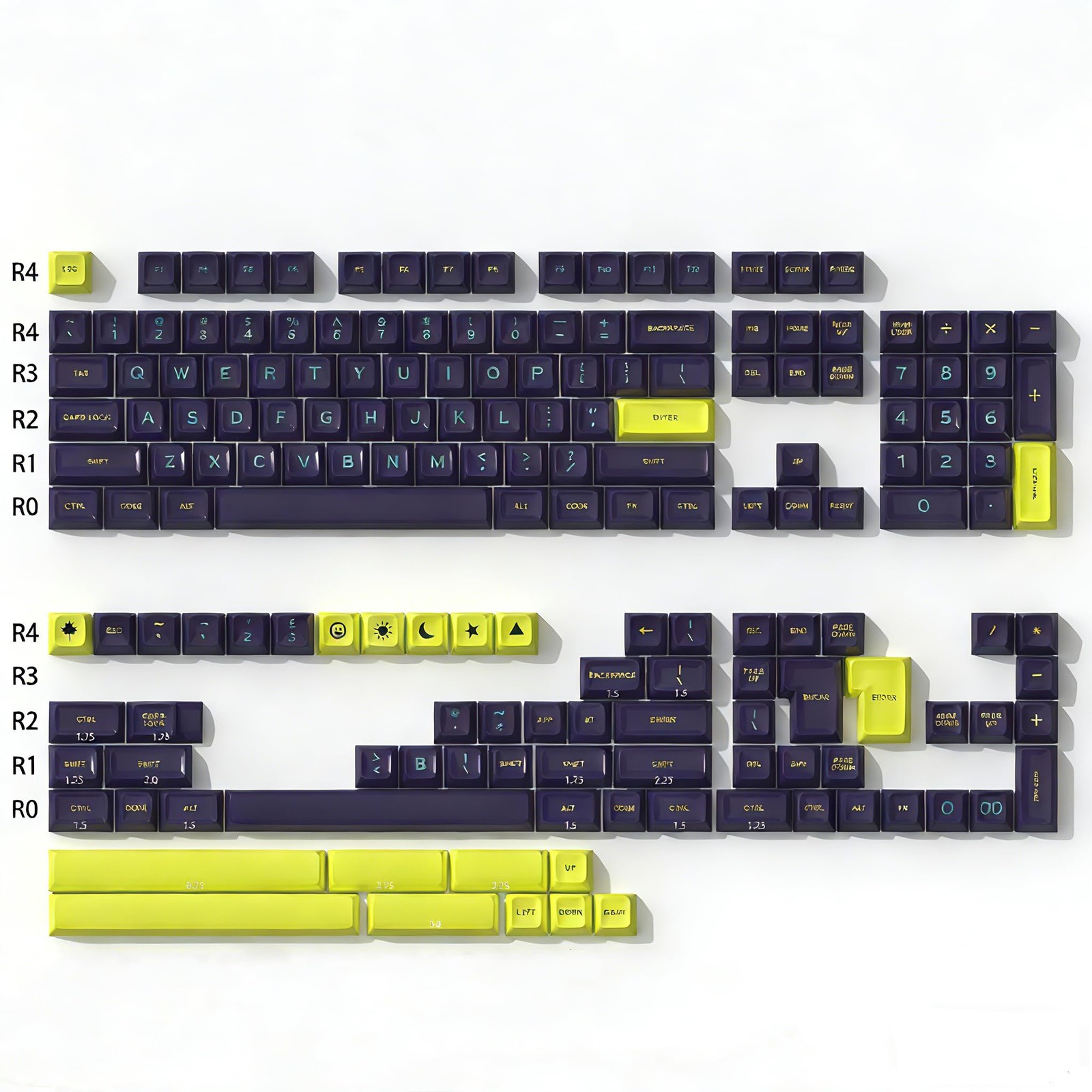 172 Keys PBT SA Profile Double Shot Keycap Blue Yellow Full Set MX Switches