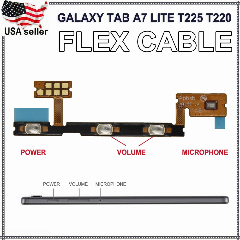 Power Volume Button MIC Flex Cable For Samsung Galaxy Tab A7 Lite 8.7" T225 T220
