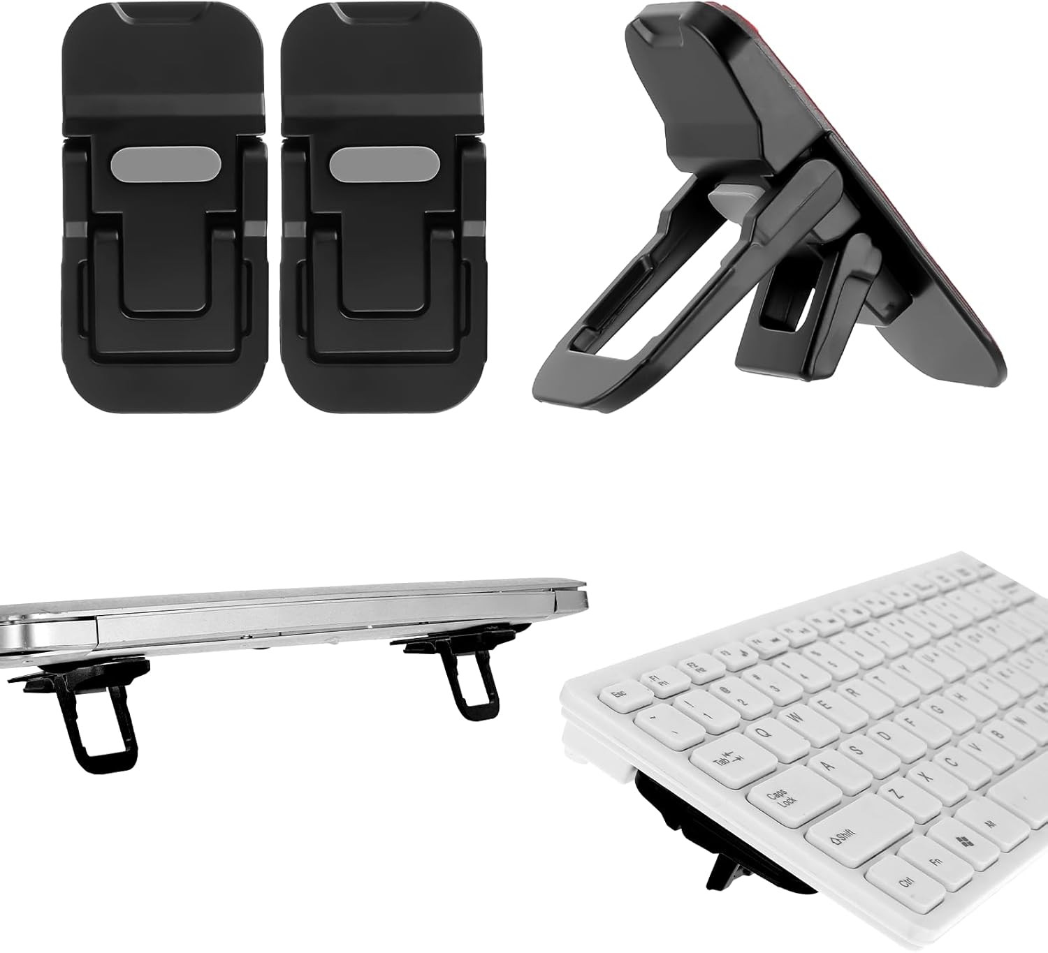 2 Pcs Portable Keyboard Stand, Dual Tilt Angle Adjustment, Foldable Laptop Riser
