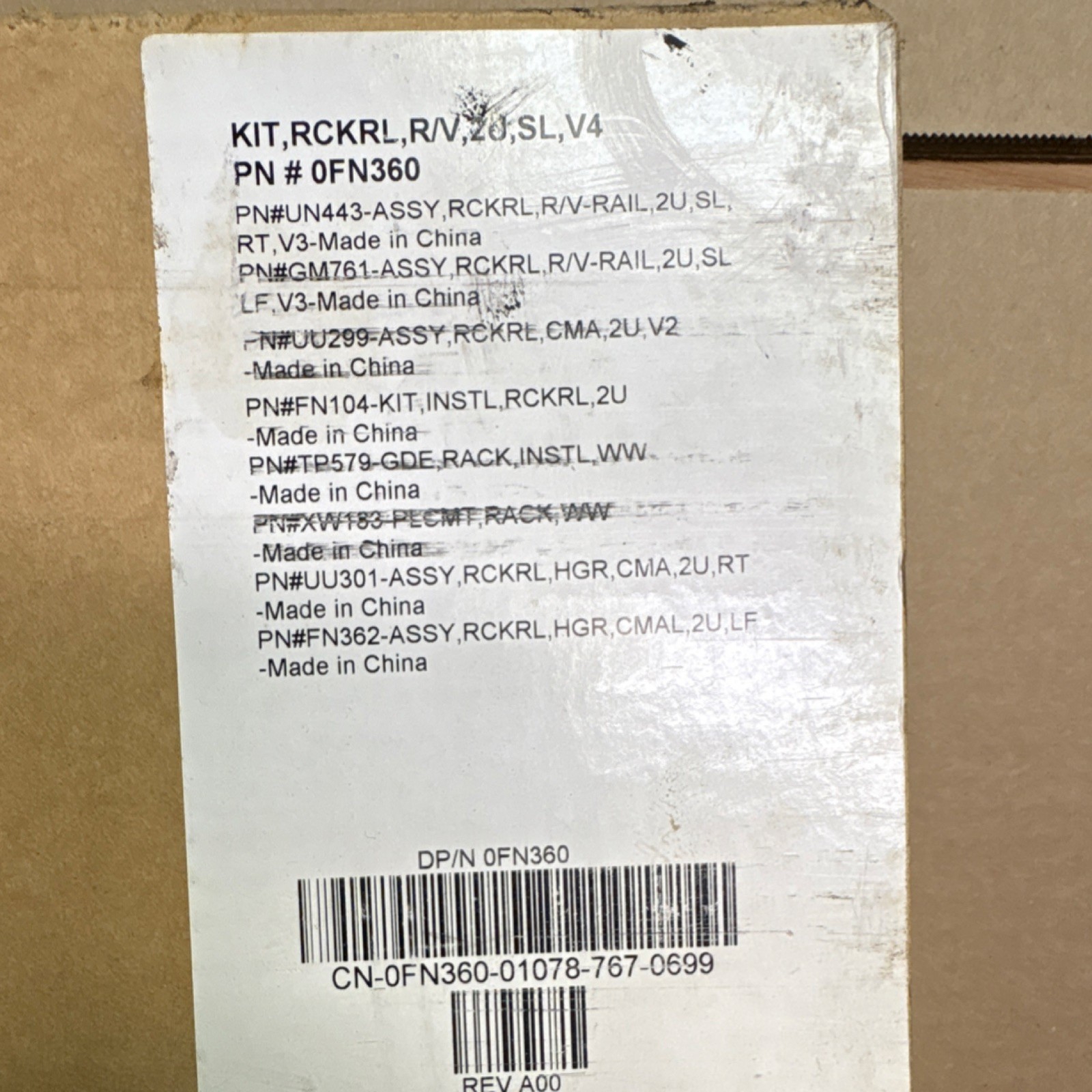 Dell Sliding Rail Kit Rackmount 2U 19in MPN 0FN360 UN443 GM761 FN104 TP579