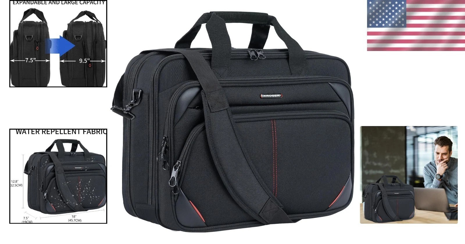 Travel-Friendly Laptop Briefcase | Expandable Storage