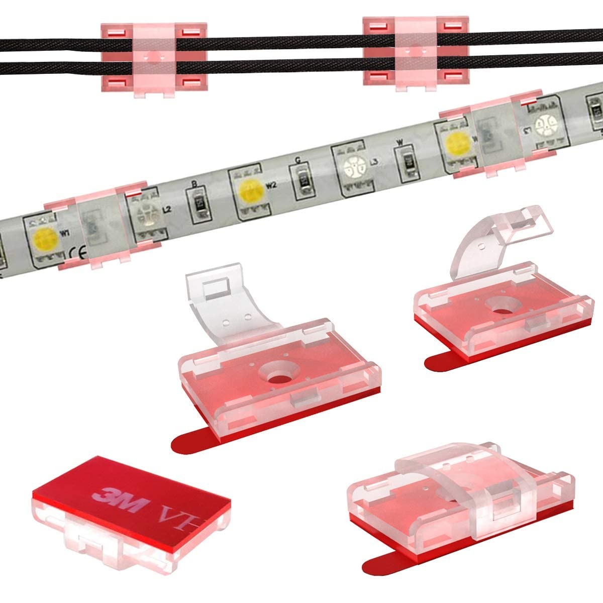 Clear Strip Light Mounting Clips Selfadhesive Hooksfixing Clamps Led Strip Light
