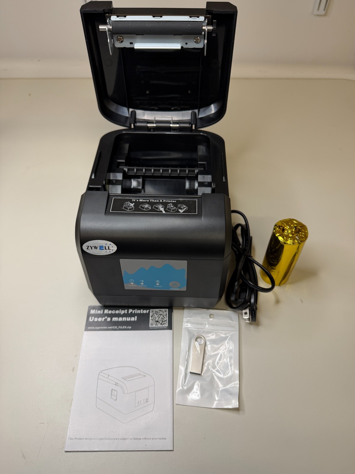 ZY908 Thermal Receipt Printer Works with Android/Linux/Win, Auto-Cutter 80mm ...