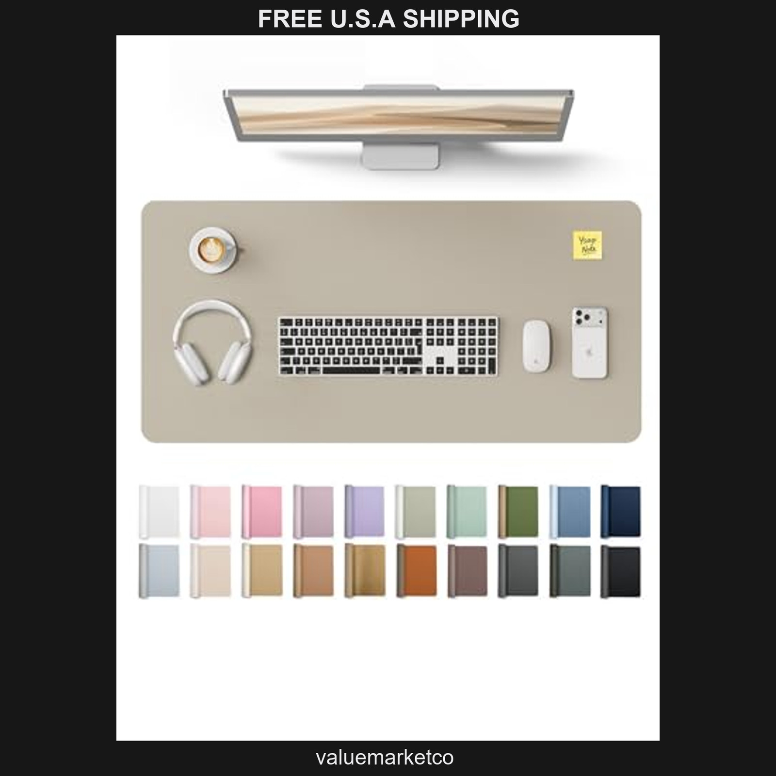 YSAGi Desk Protector & Large Mouse Pad, Waterproof PU Leather Non-Slip Mat