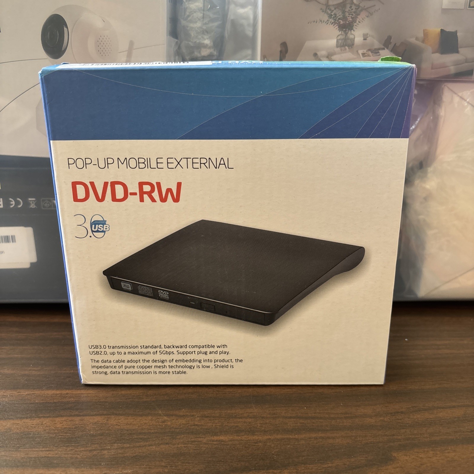 New In Box Pop-Up Mobile External DVD-RW Drive USB 3.0 Black