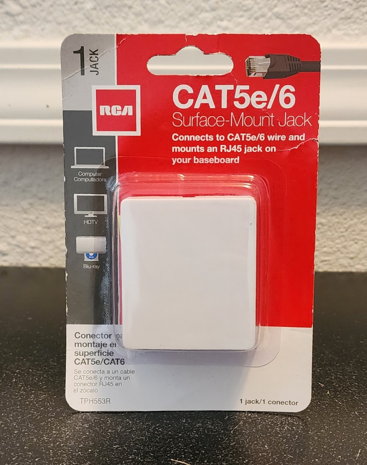 RCA Cat 5e/6 White Surface Mount Biscuit Jack (TPH553R)