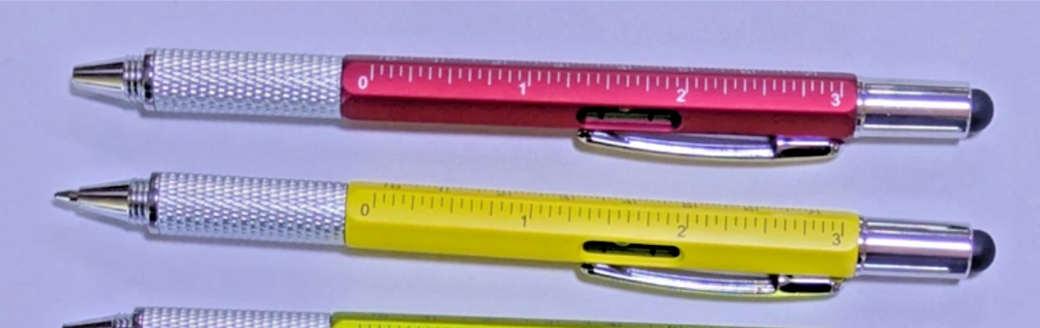 2pcs Stylus/Pen Multi-Tool Metric/Imp Ruler, Level, Tech Screwdriver +Ink Refill