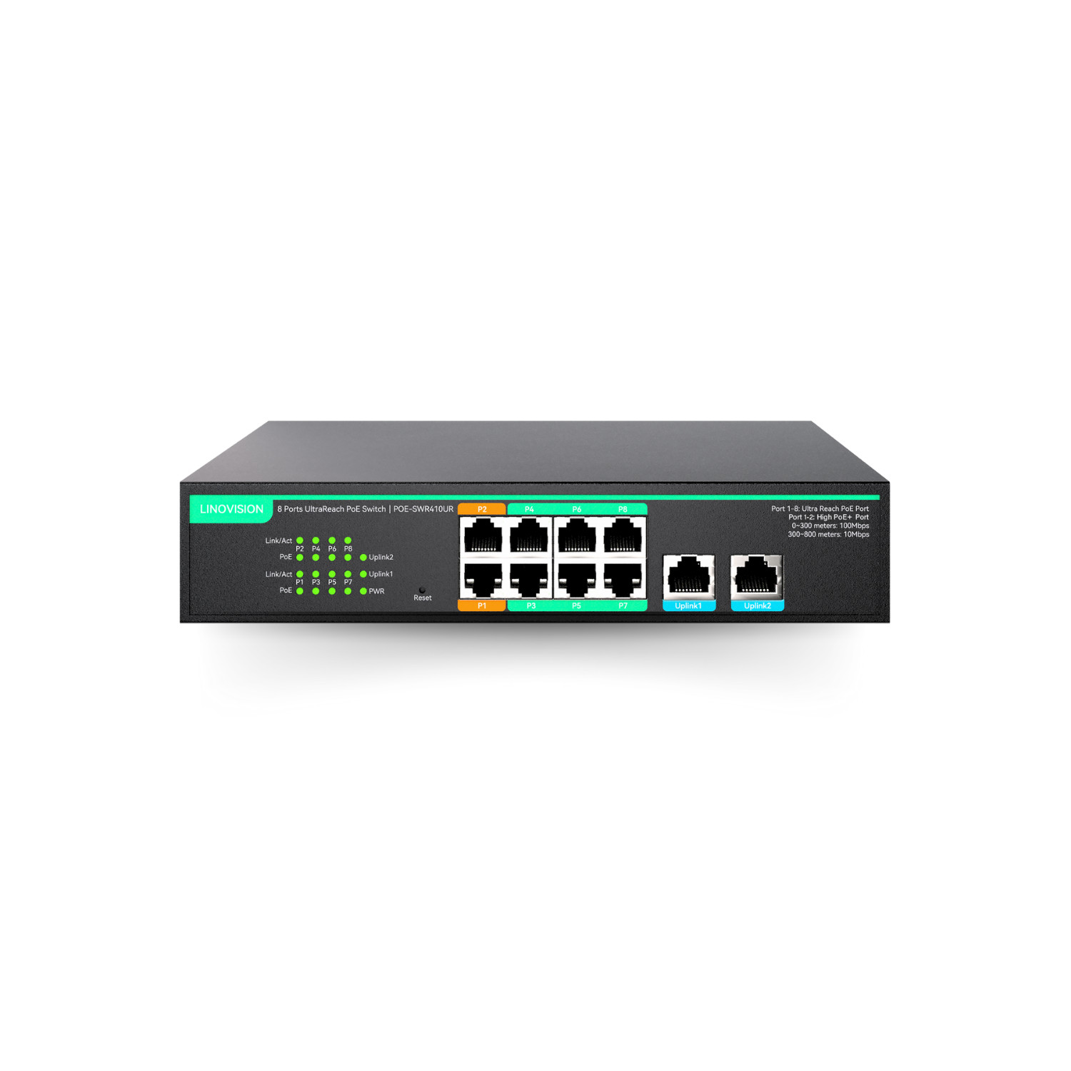LINOVISION 8-Port Gigabit PoE+ Switch | Web Managed | Extended Range