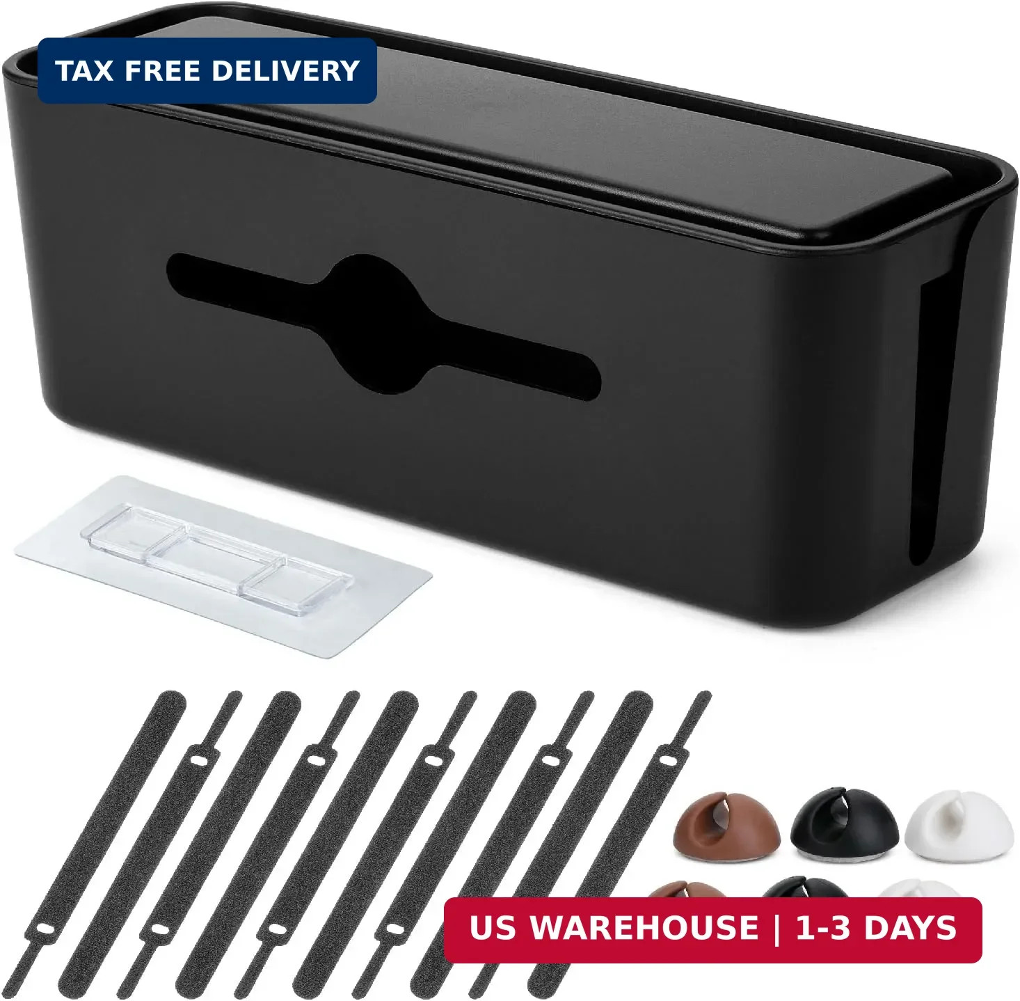 Bates- Cable Management Box, Small, Cable Organizer Box, Cord Organizer Box, Cab