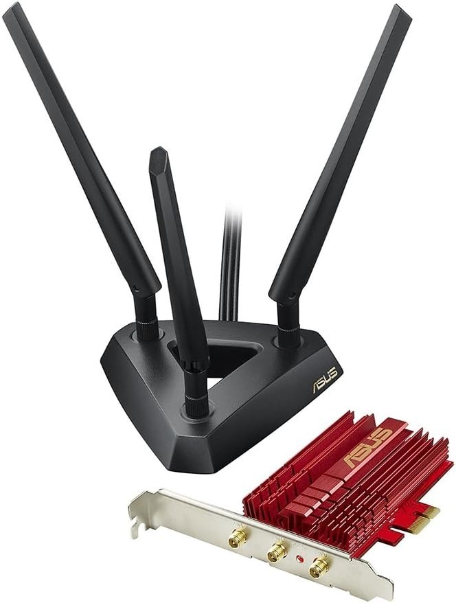 ASUS PCE-AC68 Dual-Band 3x3 AC1900 WiFi PCIe Adapter Heat Sink and External Base