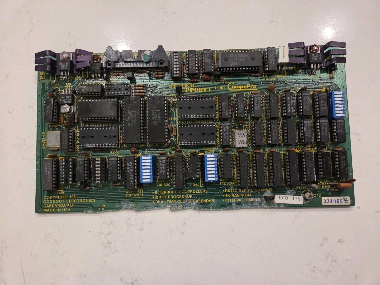 Vintage 1981 CompuPro System Support 1 S-100 Board - Godbout - Chip Donor Parts