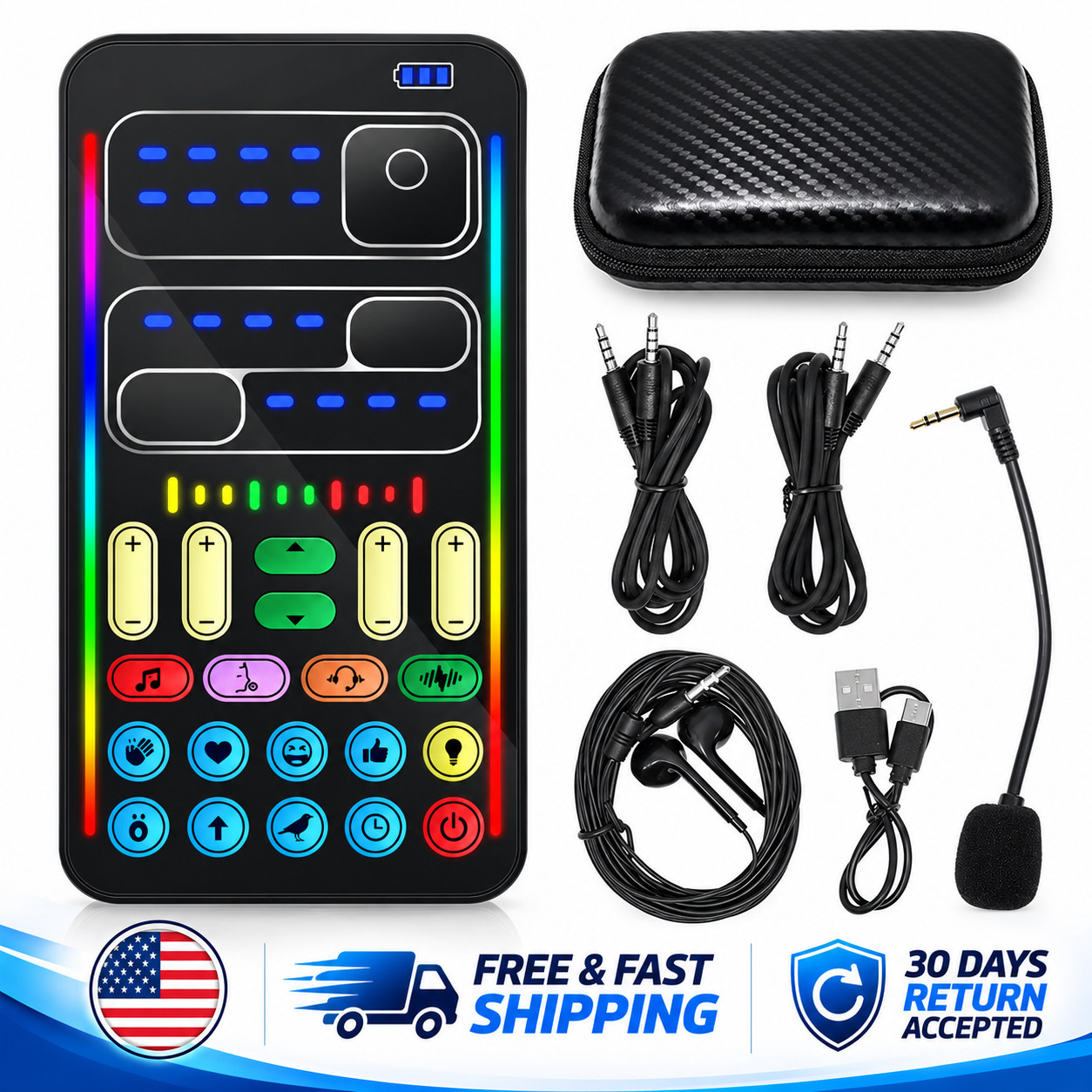 I9 Mini Live Audio Sound Card Voice Changer Mic Headset Recording Kit