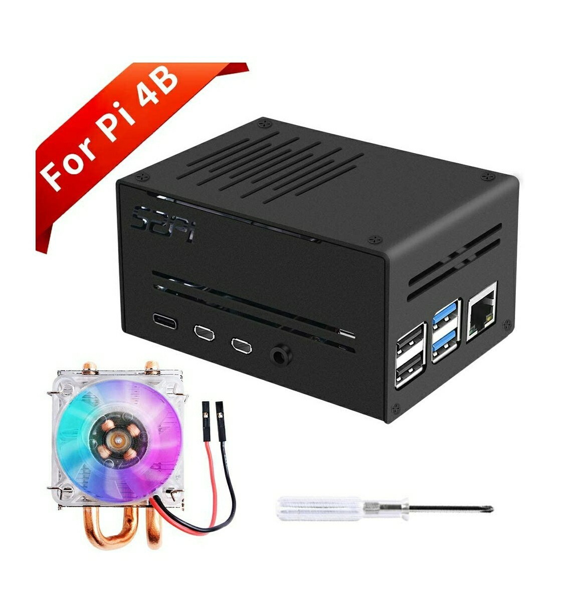 GeeekPi Metal Case for Raspberry pi 4Blow-profile ICE Tower cooler included. USA