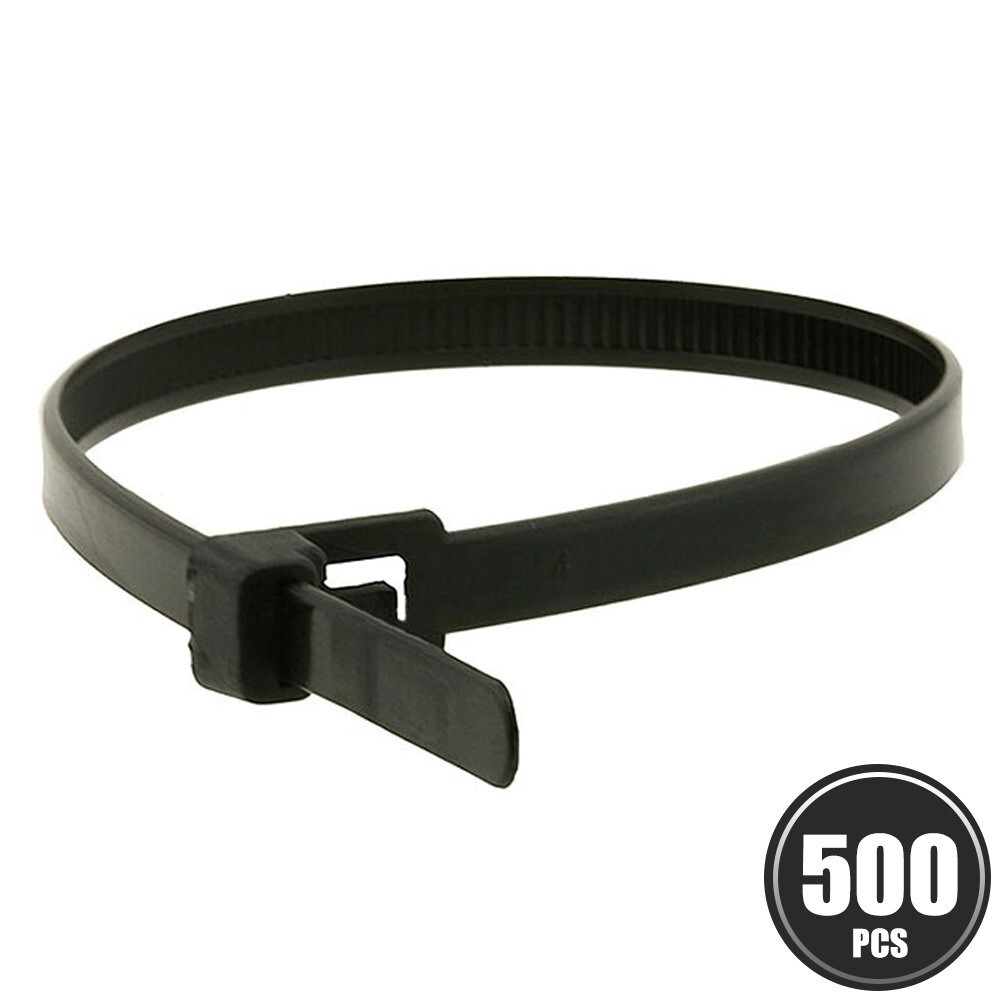 500 Pcs 12" Releasable Reusable Cable Cord Wire Nylon Zip Ties 50 Lbs Black 