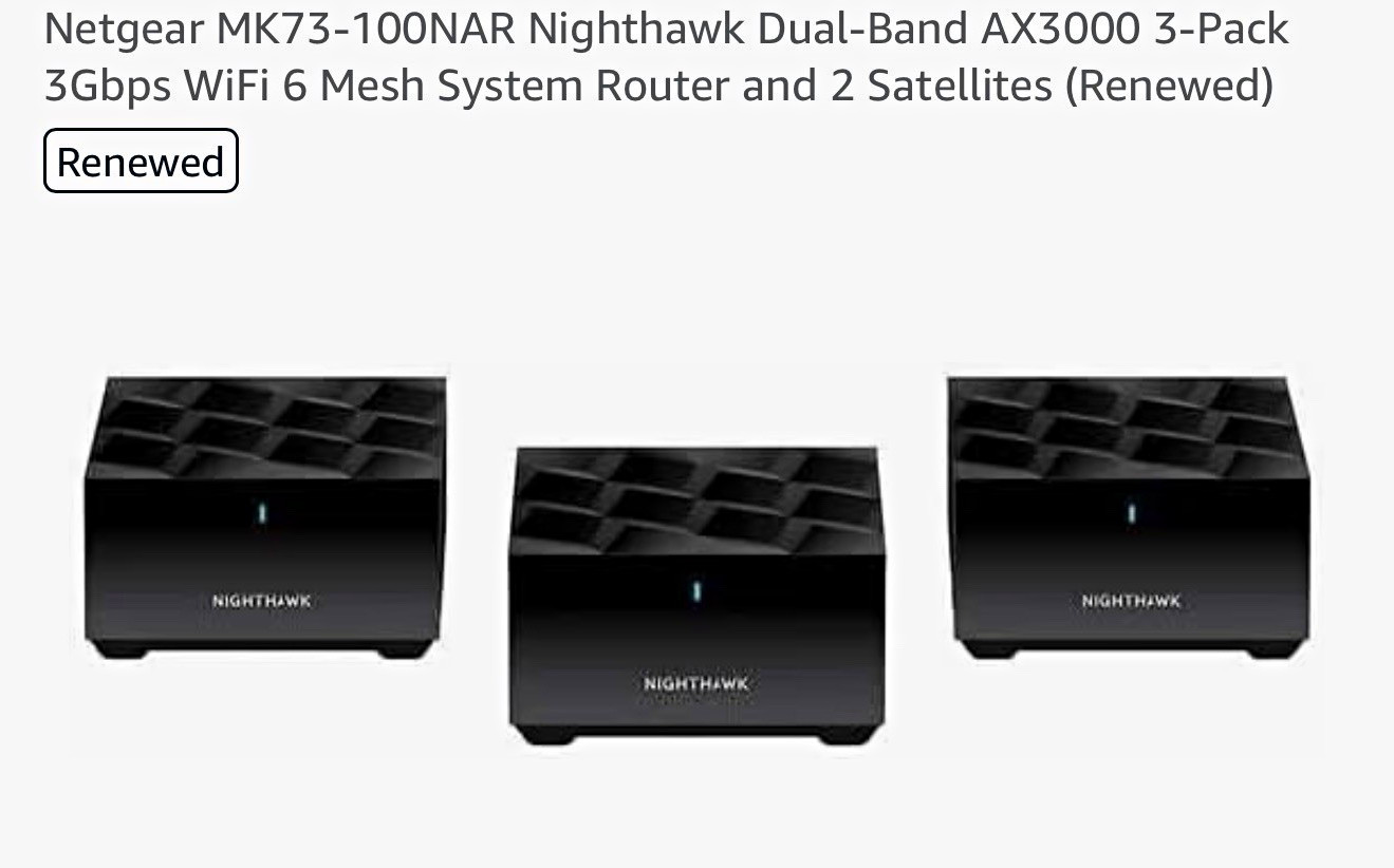 NETGEAR Nighthawk MK73S AX3000 Dual-Band Mesh WiFi 6 System 3-Pack