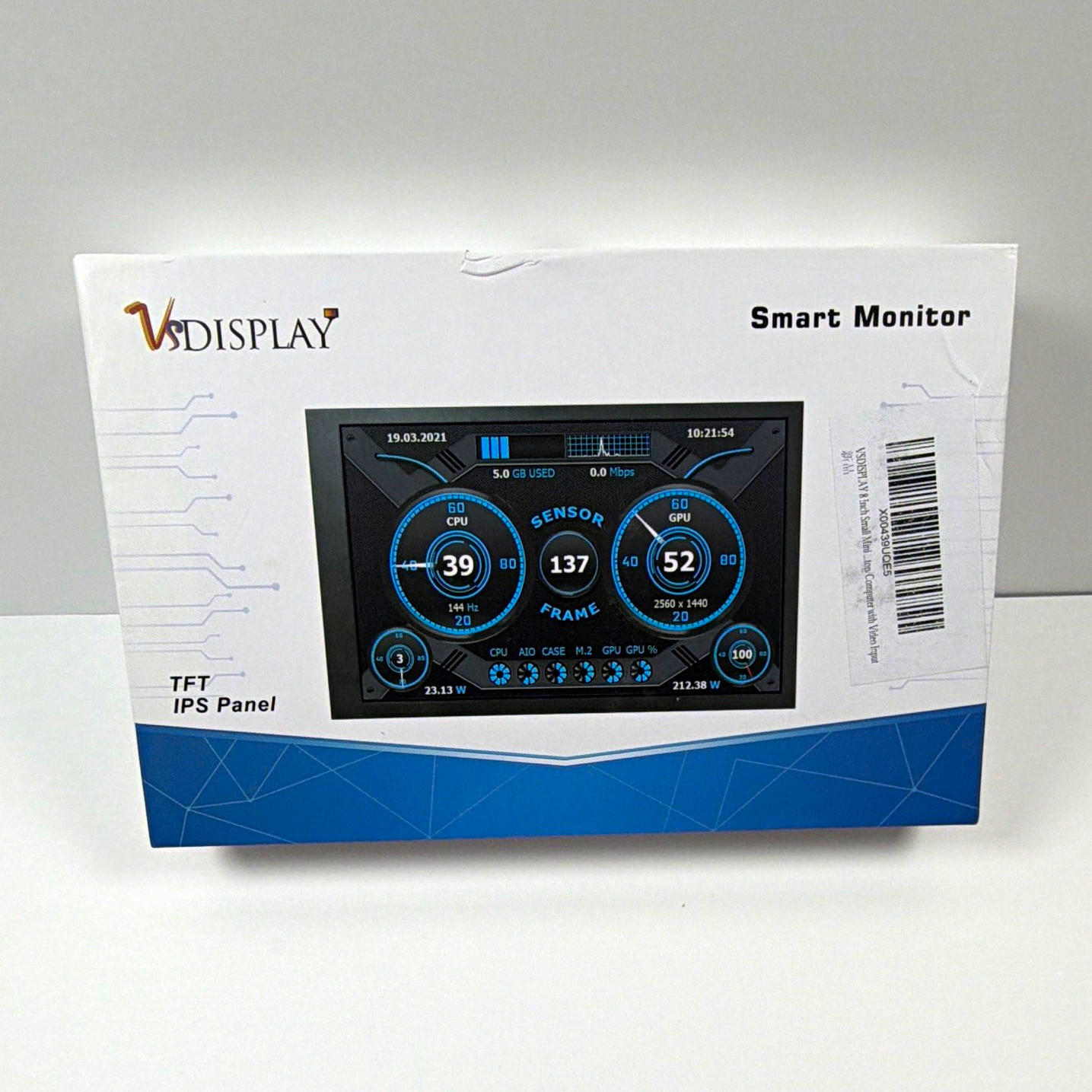 VSDISPLAY 8” IPS Mini Monitor 2560x1440 HDMI 60Hz Built-In Speakers Black