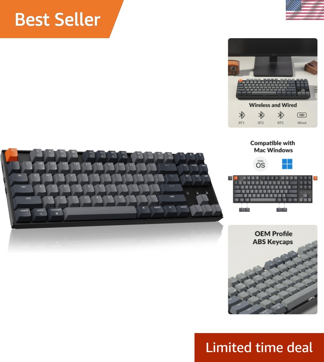 K8 Tenkeyless Wireless Mechanical Keyboard for Mac, White Backlight, Bluetoot...