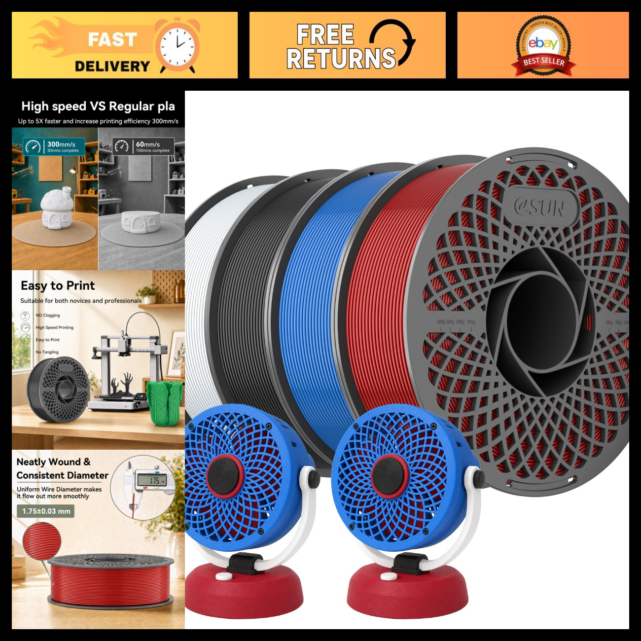 4KG High-Speed Multicolor PLA 3D Printer Filament - Premium Quality, Easy to Use