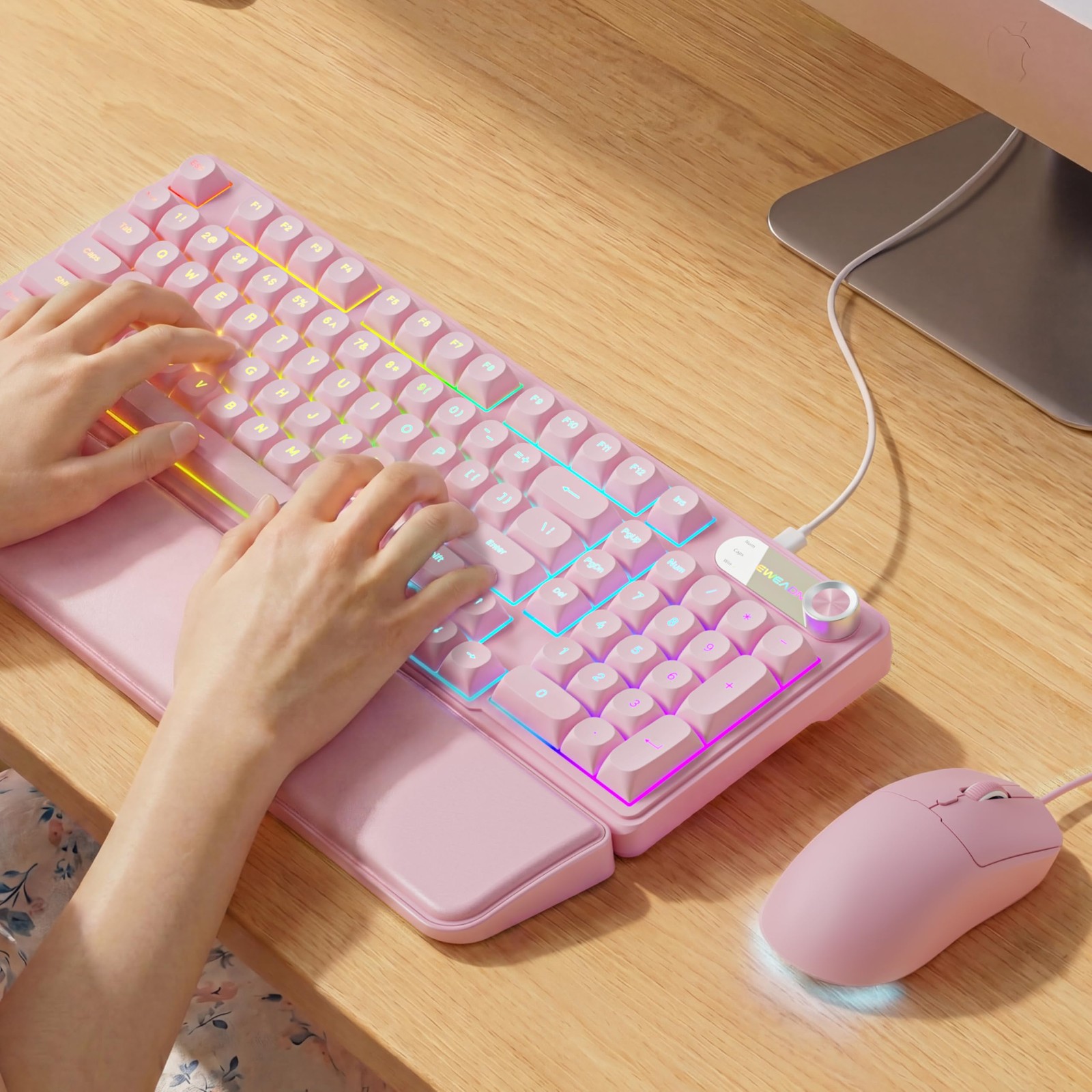 Wired Keyboard and Combo with Detachable Wrist Rest, Quiet Ergonomic Keyboard...