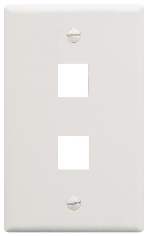 FACEPLATE FLAT 1-GANG 2-PORT WHITE IC107F02WH UPC 633758004800