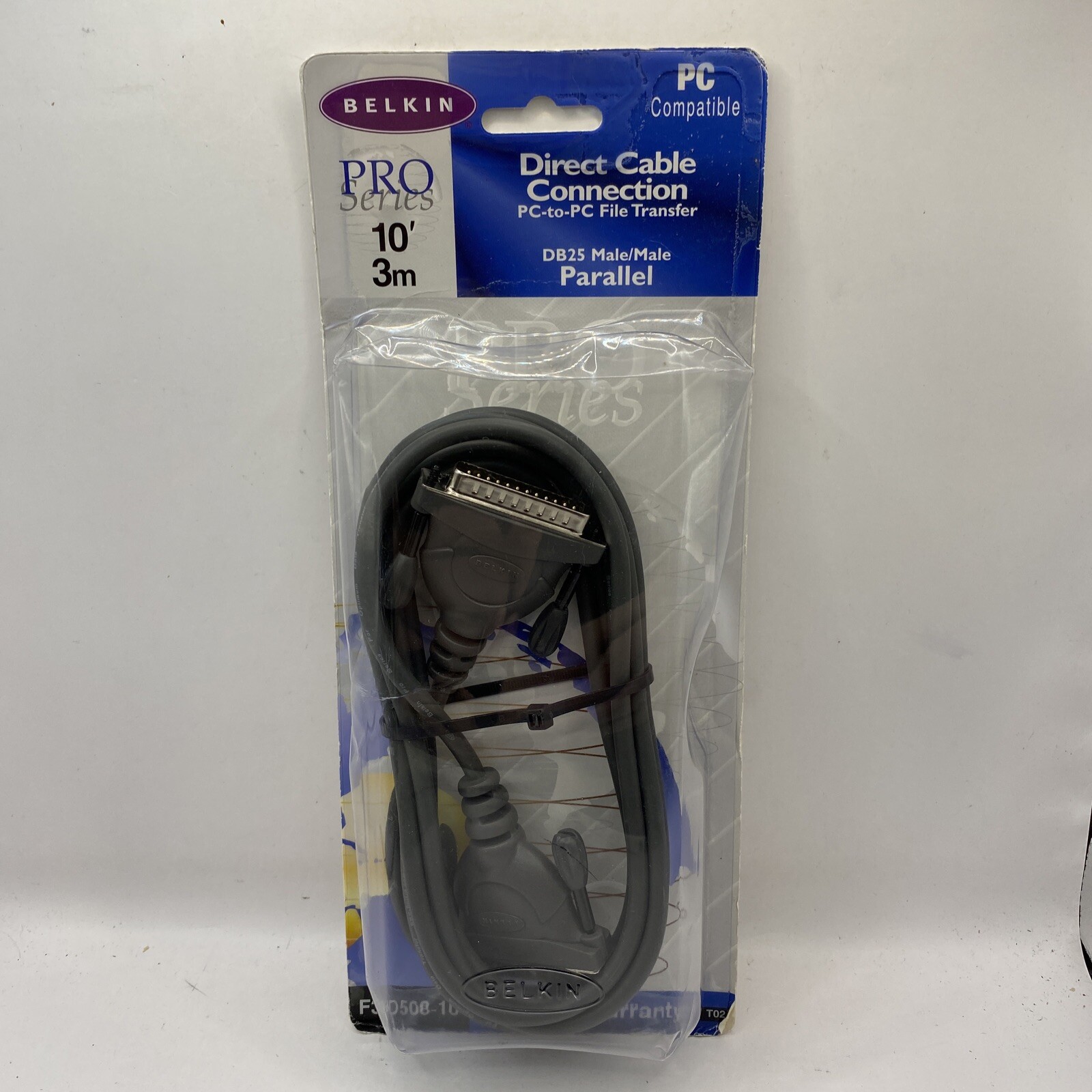 Belkin 10' Pro Series Direct Cable PC File Transfer DB25 Male/Male Parallel New