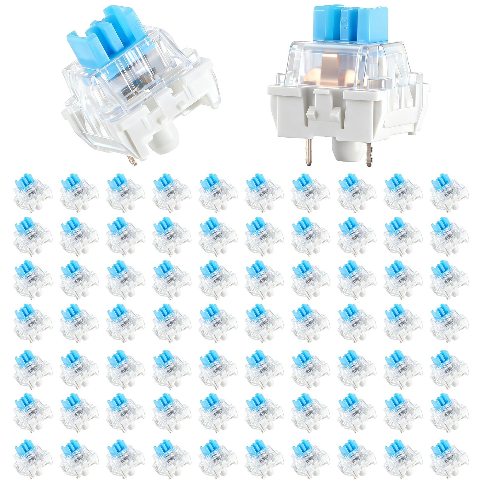 72 PCS 3 PIN Blue Mechanical Keyboard Switches Dustproof Waterproof Clicky