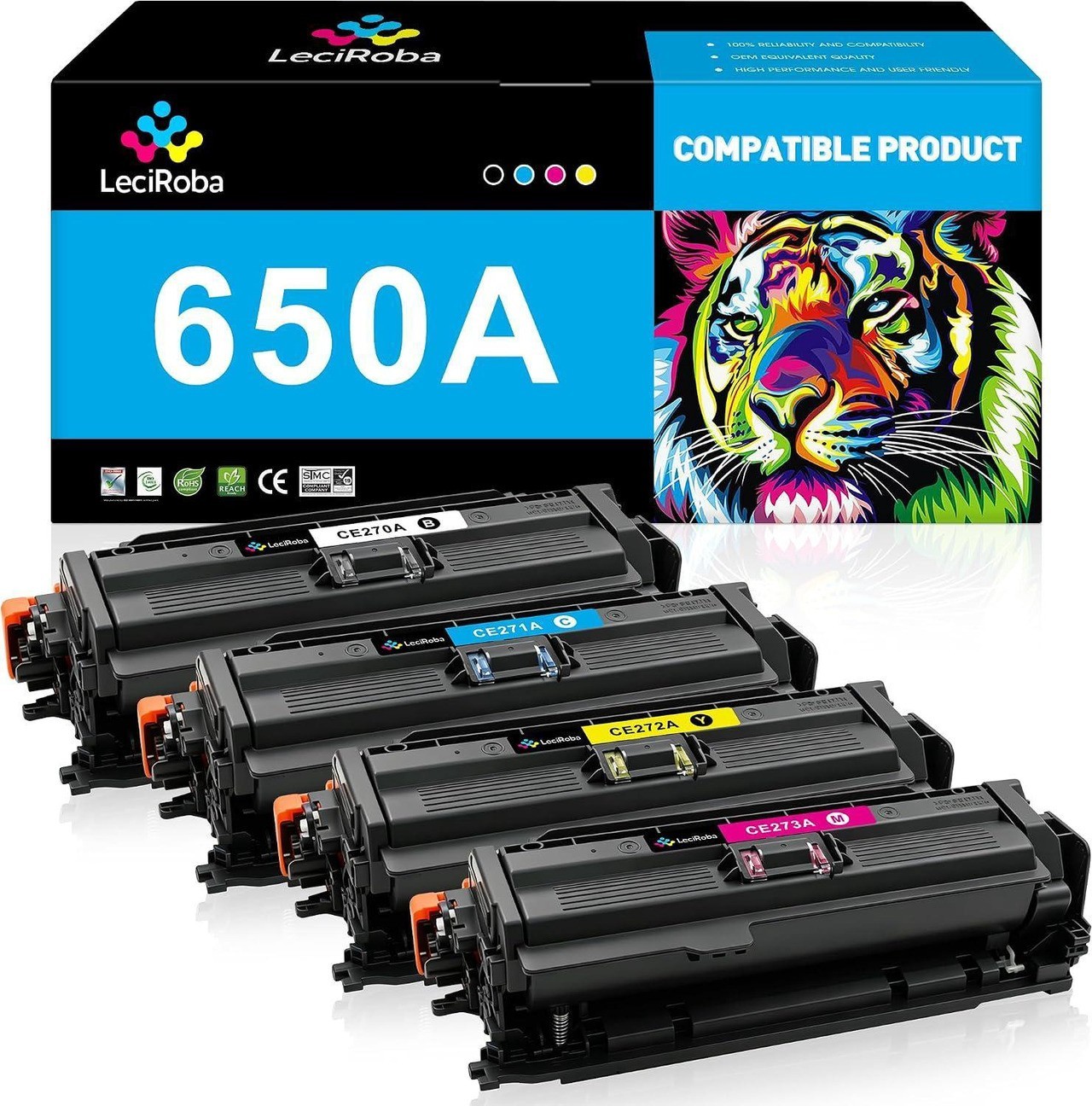 LeciRoba Compatible 650A Toner Cartridge Replacement for HP, 4-Pack