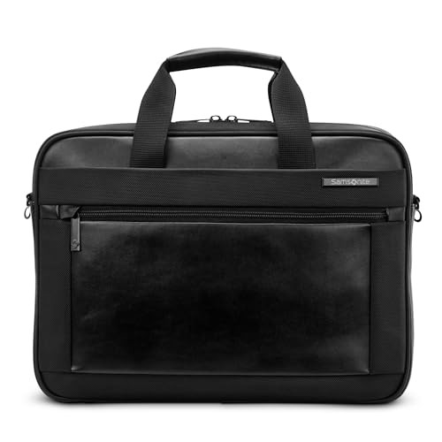SAMSONITE EXECUTIVE LEATHER BRIEF LAPTOP BAG WITH 15.6" LAPTOP POCKET, -  BLK