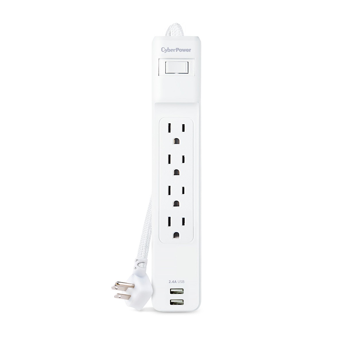 CyberPower P406U 4-Outlet Home/Office Surge Protector with 2x USB-A Port, White