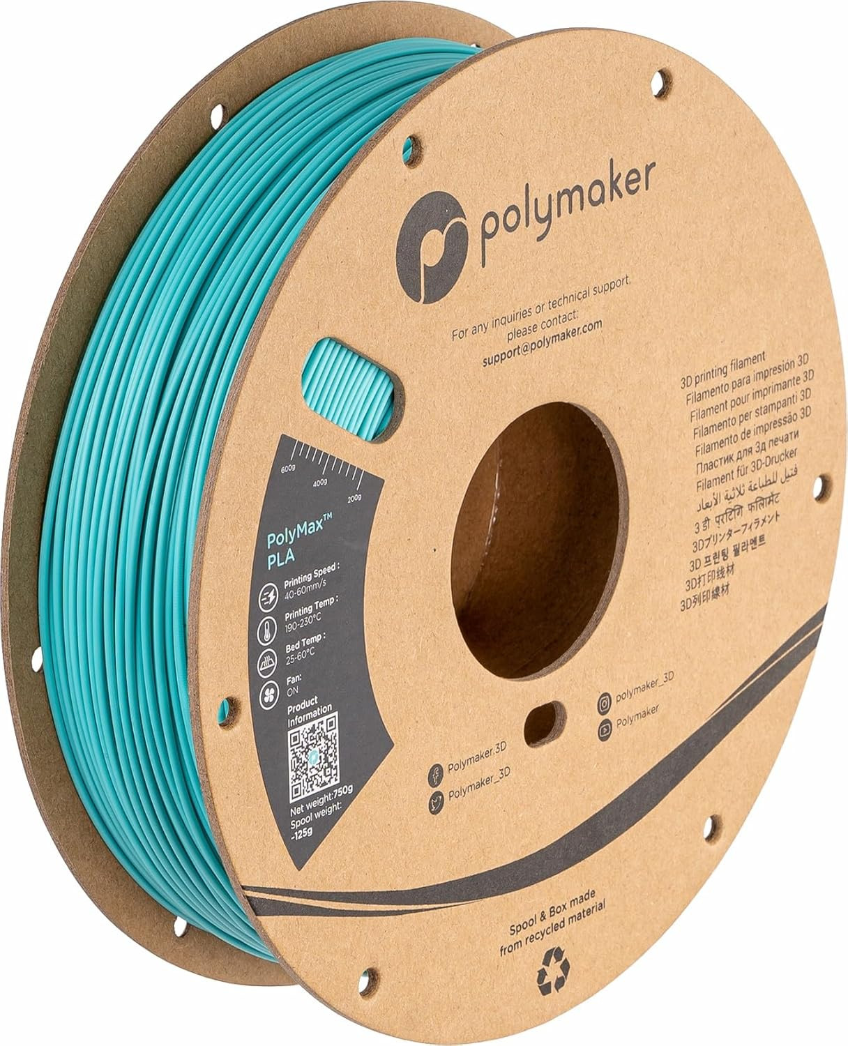 Polymax Tough PLA 3D Printer Filament 1.75Mm 0.75Kg  Teal, 3D Printing PLA Filam