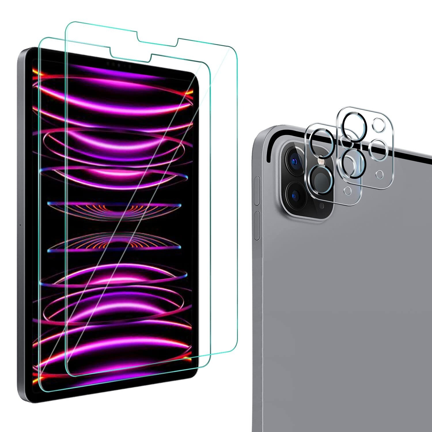 QHOHQ [2+2 Pack] Tempered Glass Screen Protector for iPad Pro 12.9 2022/2021/202