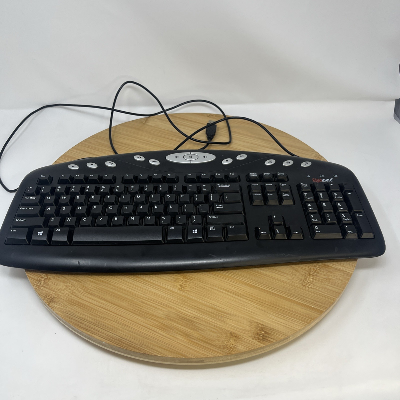 GIGAWARE USB MULTIMEDIA KEYBOARD Wired MODEL 2600460 Tested