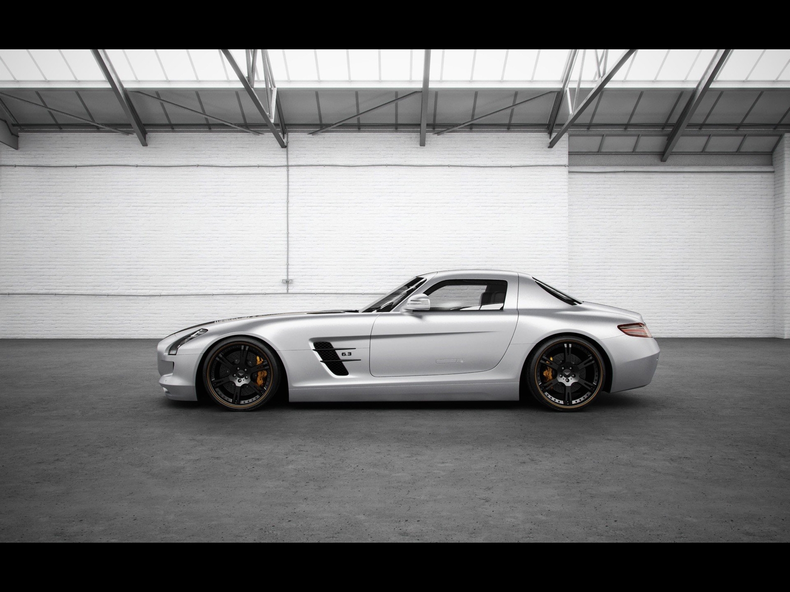 Cars white studio silver mercedes benz sls amg e Desk Mat Stitched