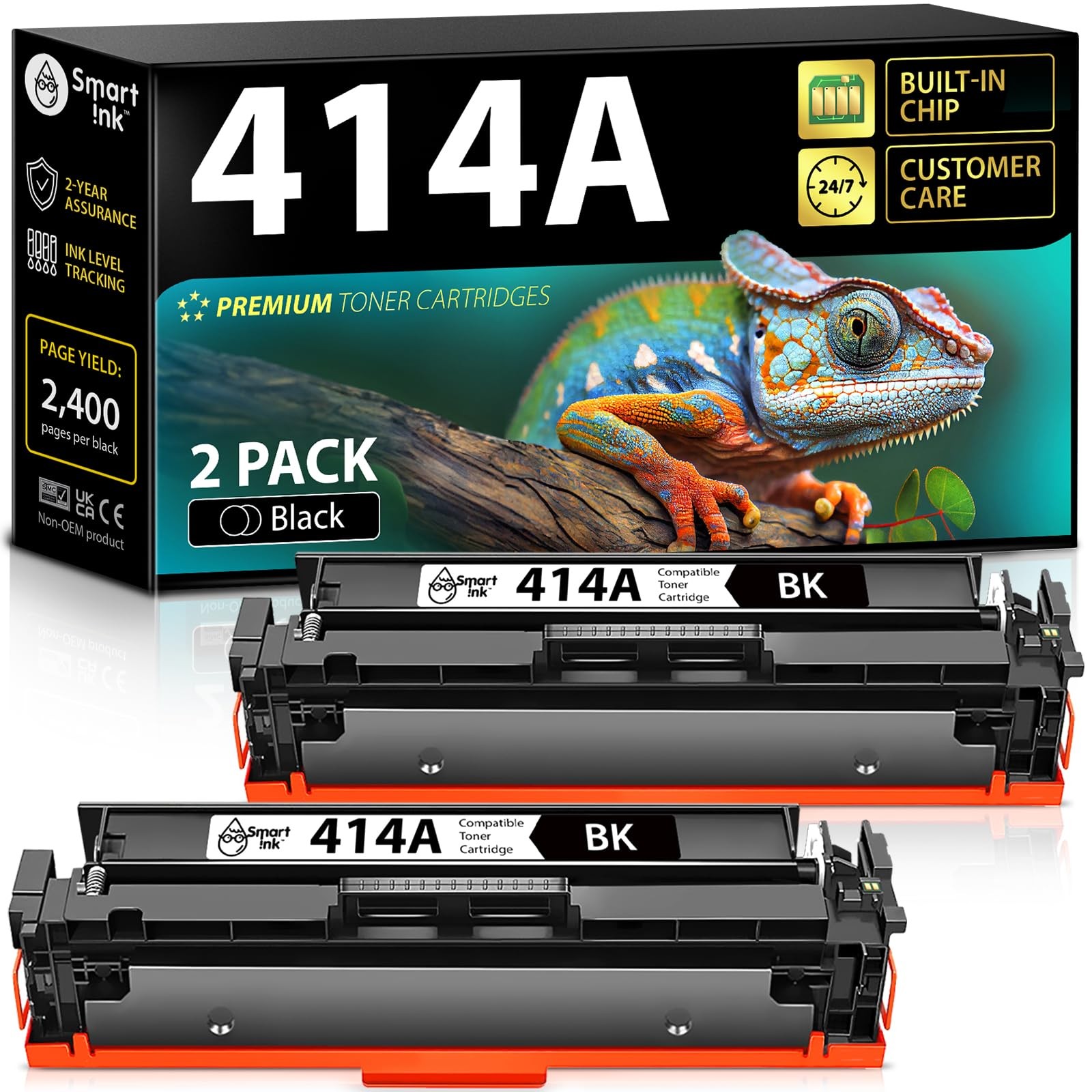 Smart Ink Compatible 414A Toner Cartridge 2 Black Pack with Built-in CHIP | R...