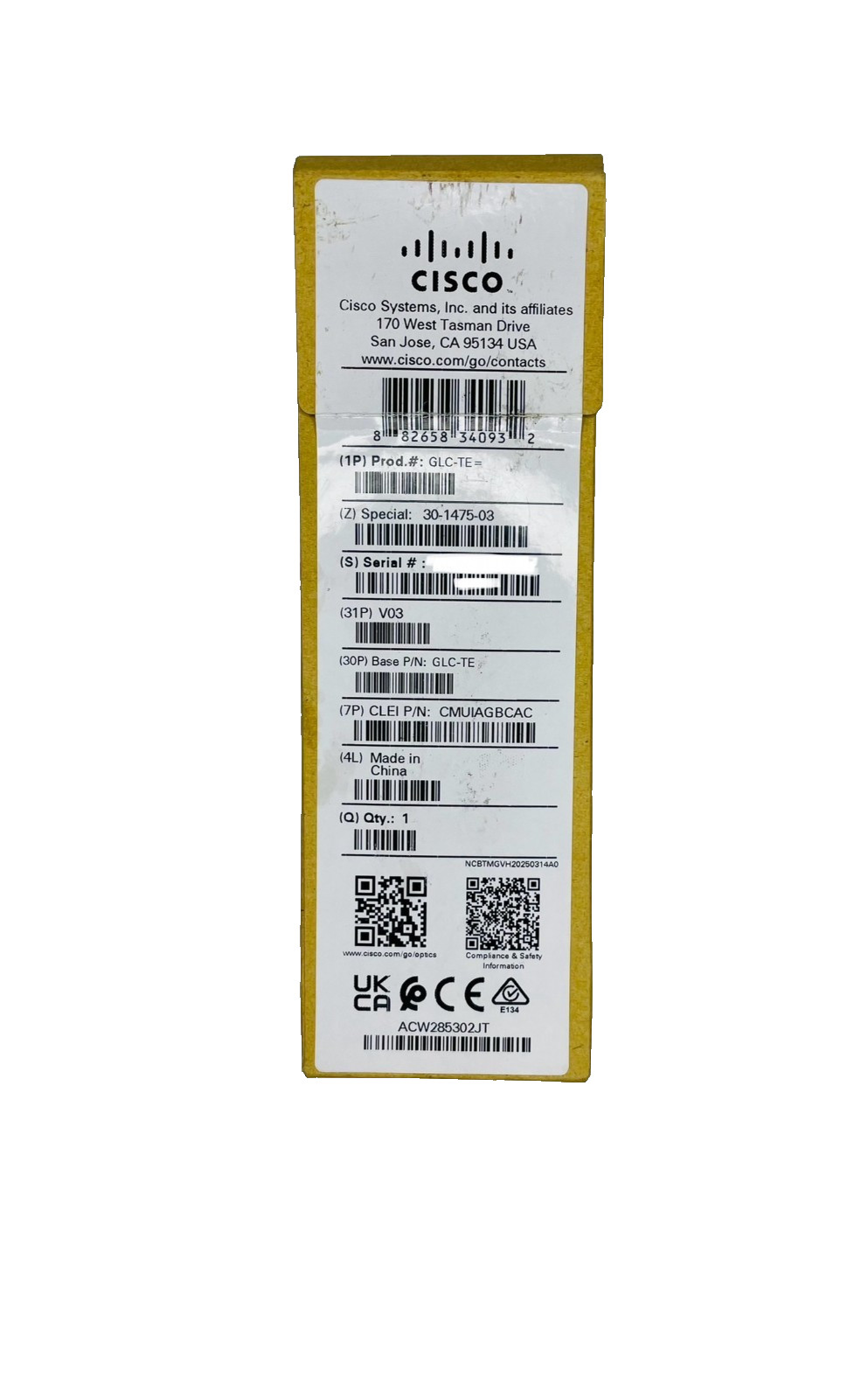 Cisco GLC-TE SFP 1000BASE-T Transceiver Module RJ-45 Brand New Sealed Pack