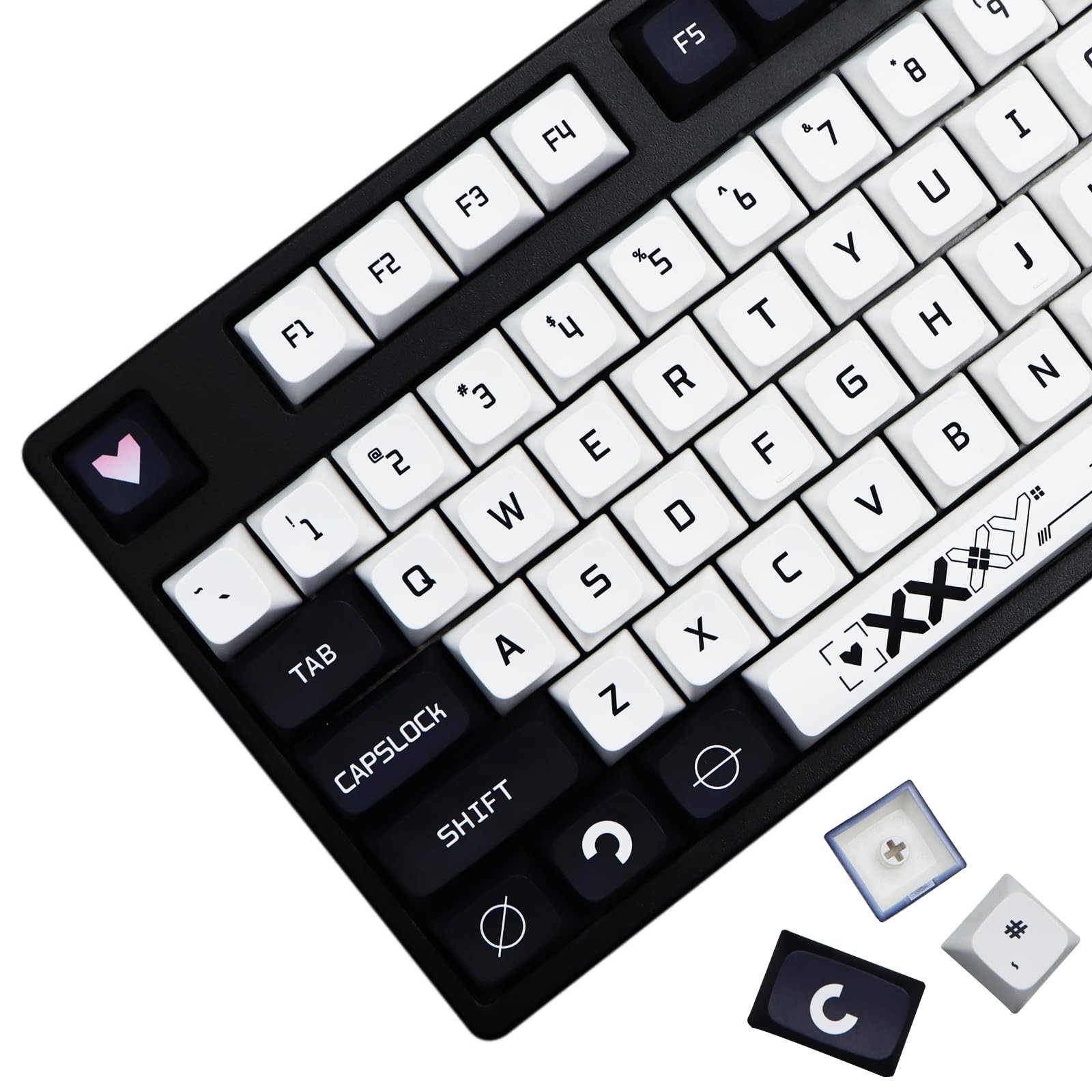 128 PCS B42 Dark Blue White XDA Profile PBT Keycaps Mechanical Keyboard