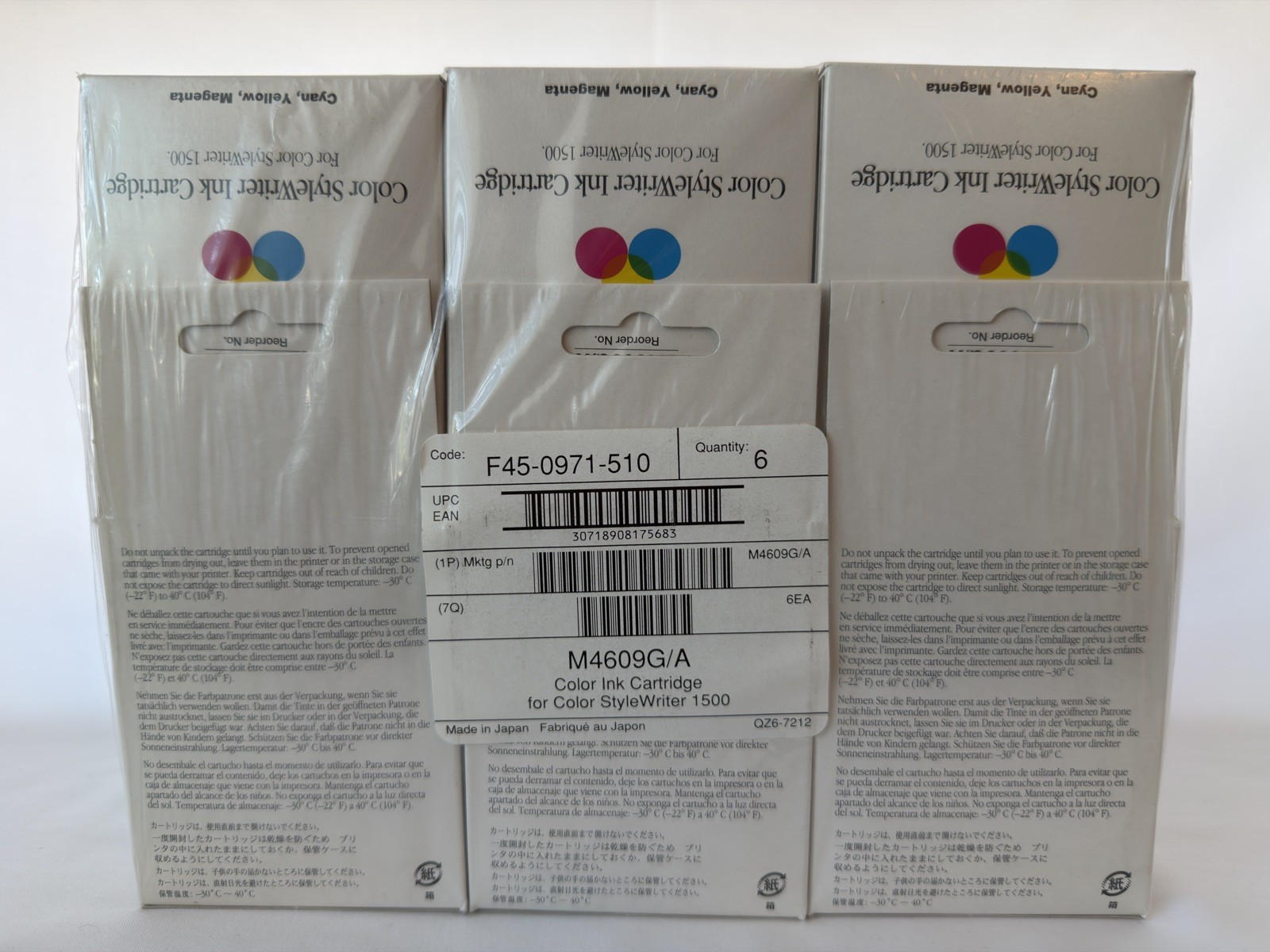 6-NOS Genuine Apple Color StyleWriter 1500 Color Ink Cartridge Sealed M4609G/A