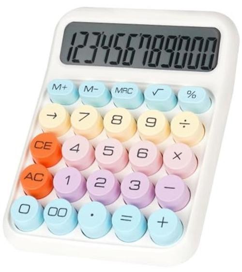 Mechanical Switch Calculator with Big Buttons, Calculators Desktop - 12 White