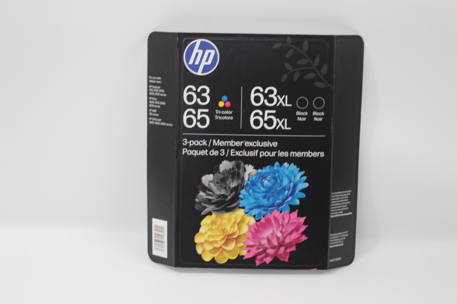 3 Pack HP 63/65 Tri-Color (1)  63/65XL Black (2) Ink Cartridge C1SE7BN 10/2027+