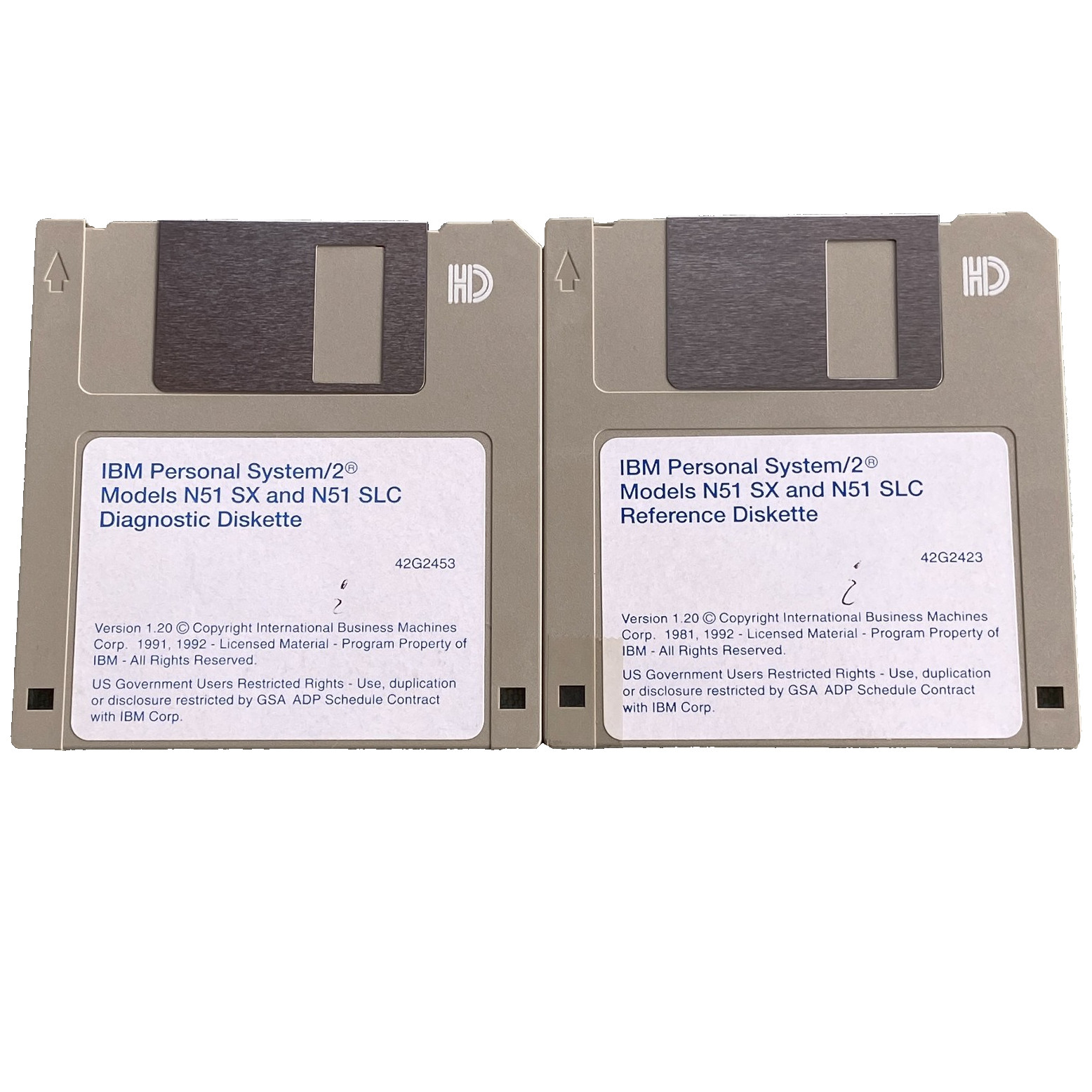 Software IBM PS/2 Model N51 SX SLC Diagnostic Diskette Version 1.20 1992 Vintage
