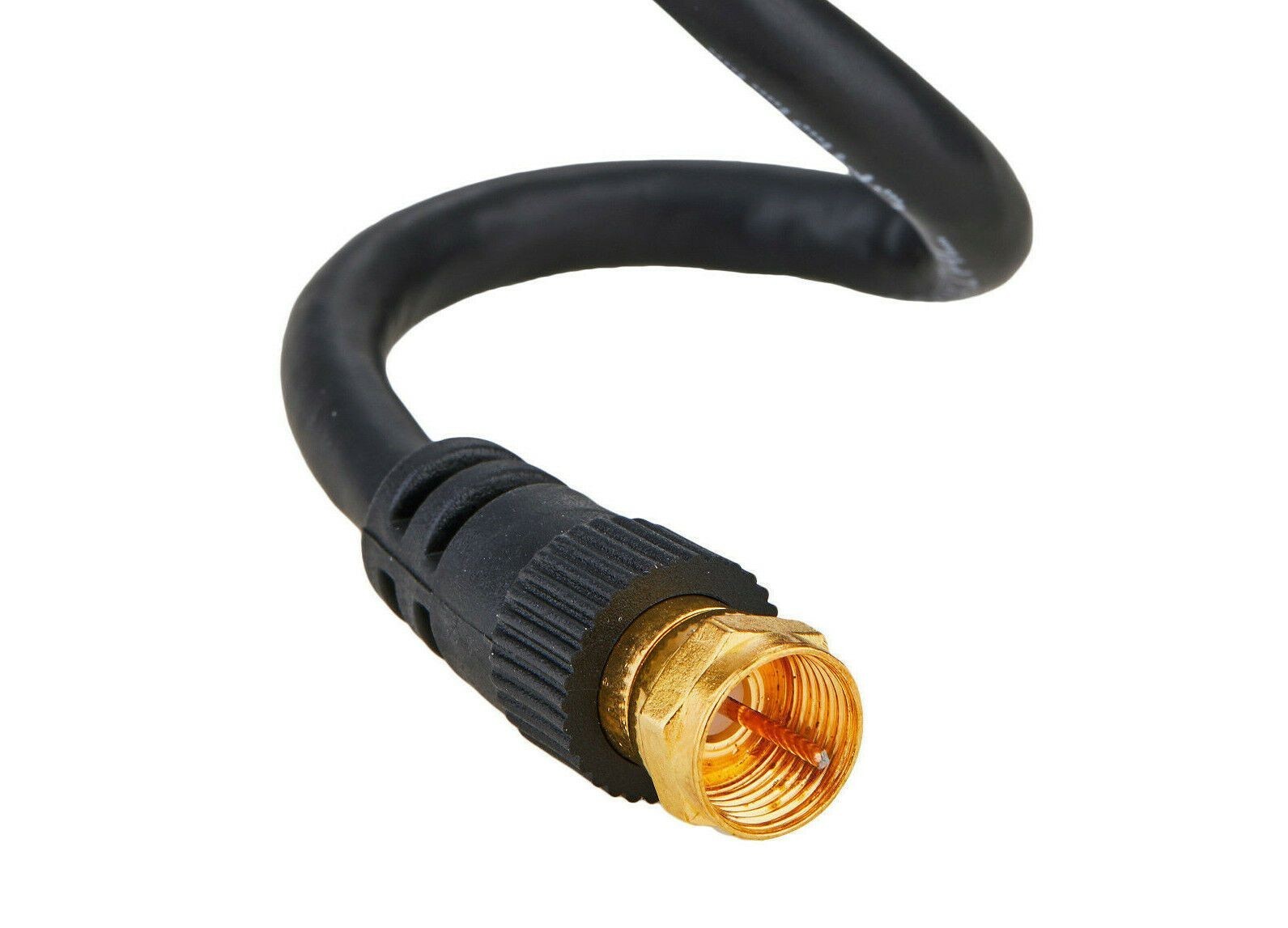 RG6 Coaxial Cable  28 Ft CATV HD Quad Shield F Male Connectors Black 3 GHz CATV